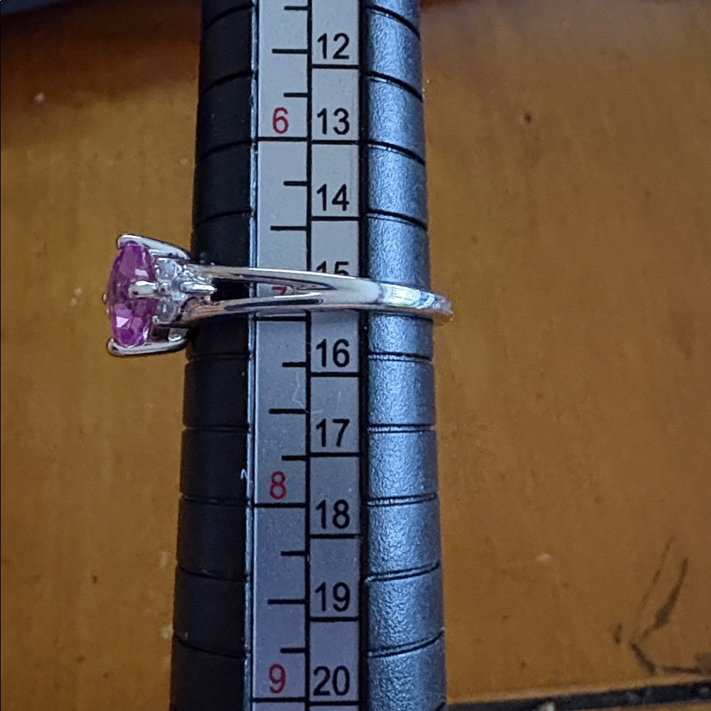 Cushion Cut 1.00 ct Natural Pink and White Sapphire Sterling Silver Ring Sz 7 - Picture 8 of 13